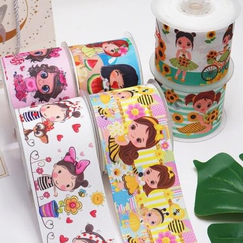3 Inch 75 mm Cartoon Printed Grosgrain Ribbons For Hair Bows Craft Suppliers 52135