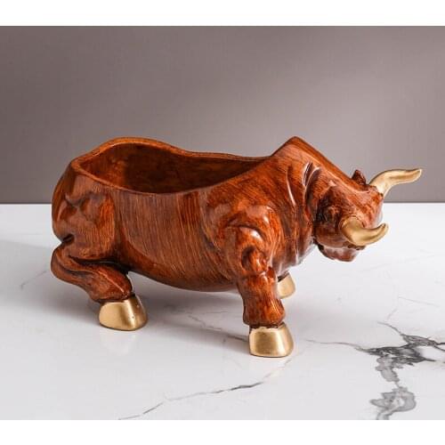 3D Rhino Statue Home Decoration Accessories Animal Sculpture Statuette Desktop Storage Box Living Room Table Decoration