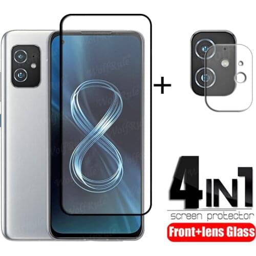 4-in-1 For Asus Zenfone 8 Glass For Asus Zenfone 8 Tempered Glass Full Glue HD Screen Protector For Asus Zenfone 8 Lens Glass