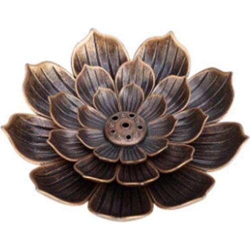 Antique Copper Incense Porous Split Burner Tea Ceremony Buddhist Rosette Holder Incense Kaoru V4Q7