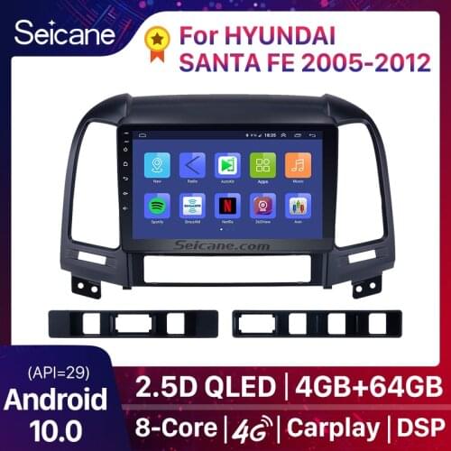 Seicane 2 din Android 10.0 Car Radio Multimedia Player For 2005 2006 2007 2008 2009 2010 2011 2012 HYUNDAI SANTA FE