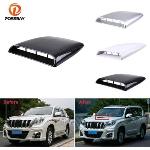 POSSBAY Car Stickers Air Flow Intake Scoop Turbo Bonnet Vent Cover Hood Decoration Sticker Black/White/Silver/Imitation Carbon