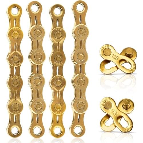 Bicycle Chain 9 10 11 12 Speed Gold Mountain Road Bike MTB Chains Part 116 126 Links Half Hollow Replacement Chains