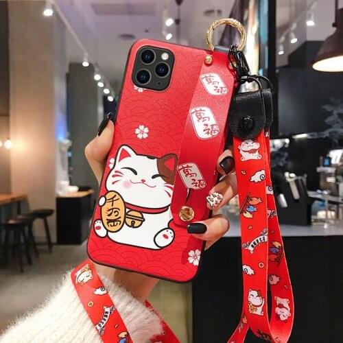10pcs Kawaii Lucjy Cat Phone Case for Iphone 11 Pro Max for Girls Cute Phone Accessories for Iphone 8 Cover with Neck Lanyards