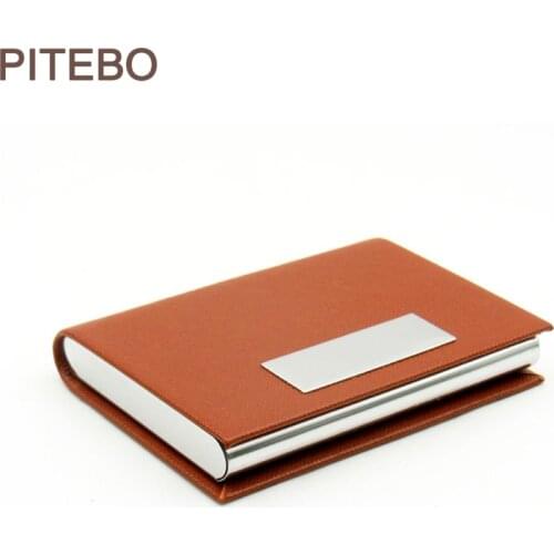 PITEBO High-end Business and Leisure Business Card case leather card storage box, mens portable metal womens card holder nice