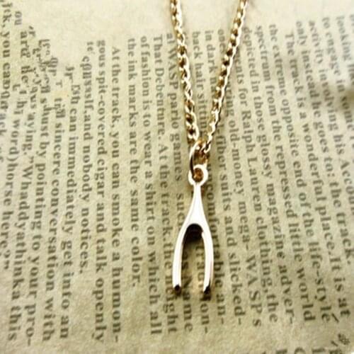 COWNINE Hot Sale Sparkling wishbone golden Pendant necklace Clavicle Chains Statement Necklace Women Jewelry