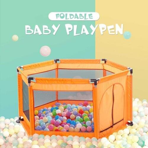 Baby Playpen for Children Baby Dry Ball Pool Fence Barriers Foldable Hexagonal Safety Babys Playground for 0-6 Years Furniture