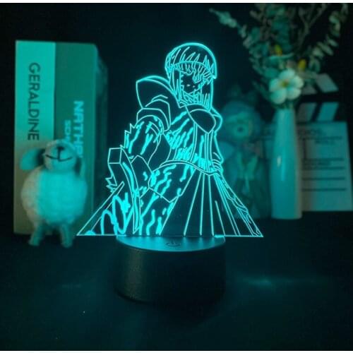 Fate Stay Night Saber Figure 3D Illusion Night Light LED Anime Desk Lamp Gaming Room Party Hotel Decor Kids Gift APP Control
