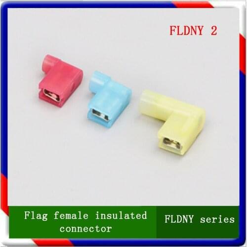 FLDNY2 100pcs Heat Shrink Nylon flag female Cable Connectors Crimp wire Terminals full-Insulating joints cable terminals