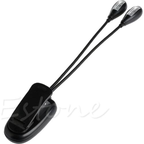 Flexible 2Dual Arms Clip On 4LED Light for Book Reading Camping Hiking Lamp Bulb-M15