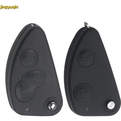 Jingyuqin 15pcs 2/3 Buttons Remote Car Key Fob Shell For Alfa Romeo 147 156 166 GT Uncut Blade Replacement Flip Folding Key Case