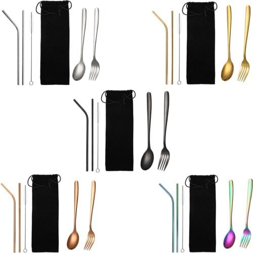 Reusable Bend Straight Drinking Straw High Quality Stainless Steel Metal Drinking Straws with Cleaner Brush For Mugs