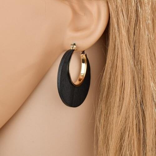 Fashion Jewelry Earrings for Women Stud Earrings Square Round Earrings Fashion Vintage Jewelry Geometric Wooden Female