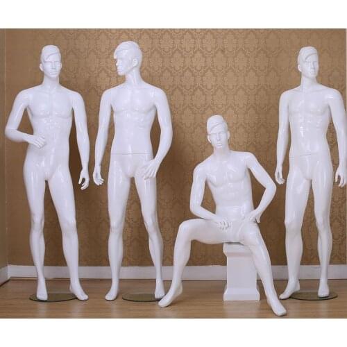 Fashionable Full Body Male Mannequin Glossy White Window Men Mannequin For Garment Display