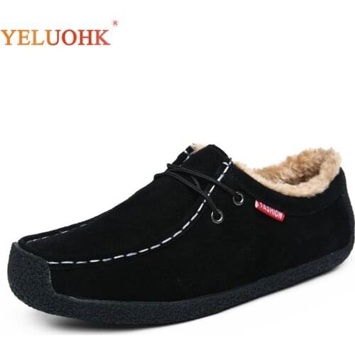 39-51 Winter Shoes Men Plus Size Anti skidding Winter Boots Men Plush Warm Coffee Black Men Boots