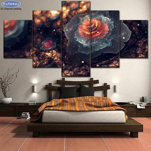 Full Square drill 5D DIY Diamond Painting Abstract flower Diamond embroidery Cross Stitch Mosaic Rhinestone decoration 5pcs set