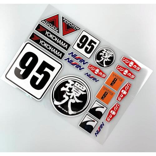 SET Highly Reflective Car Styling Motorcycle Decorate Sticker Bumper Waterproof for Yokohama 95 Spoon Sports Advan Loop TYPE ONE