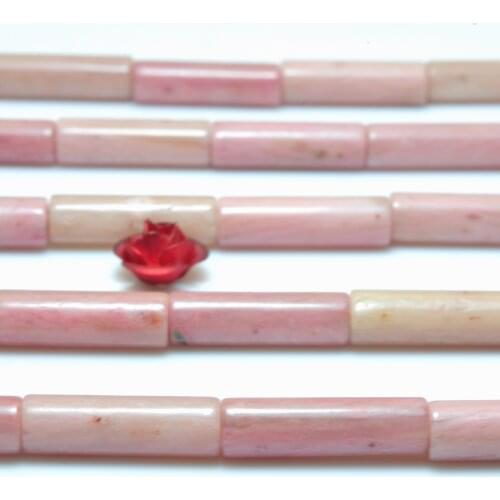 Natural Pink Rhodonite Smooth Tube Loose Beads Wholesale Gemstone Semi Precious Stone Bracelet Necklace Diy Jewelry Making 15"