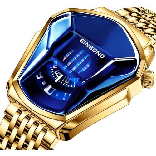 2020 New trend mens casual quartz watchGold wrist watch For Men male black technology waterproof student locomotive