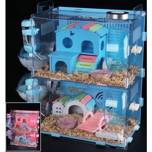 Transparent Double-layer Hamster House Acrylic Single-layer Guinea Pig Cage Small Pet Oversized Villa Supplies Toys