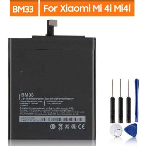 Original Replacement Battery For Xiaomi Mi 4i Mi4i BM33 Genuine Phone Battery 3120mAh