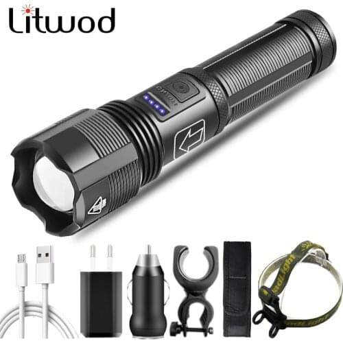 High Quality XHP70.2 Tactical Hunting Led Flashlight Power by 18650 AAA Battery Usb Rechargeable Torch Zoomable Lantern Litwod
