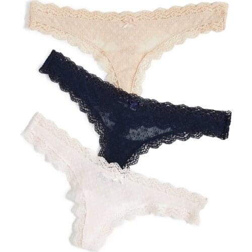 Fashion Female Lace Panties Sexy Briefs Lingerie Women T-back Female Panties for Ladies Underwear Black Skin White