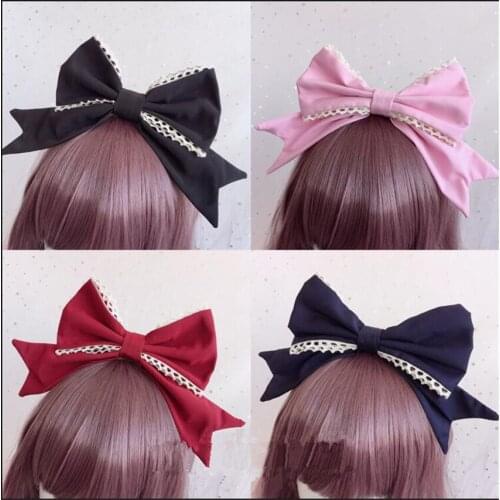 Japanese Big Bow KC Lolita Headband Lace Hair Accessories Daily Headband Maid Cosplay Props D839