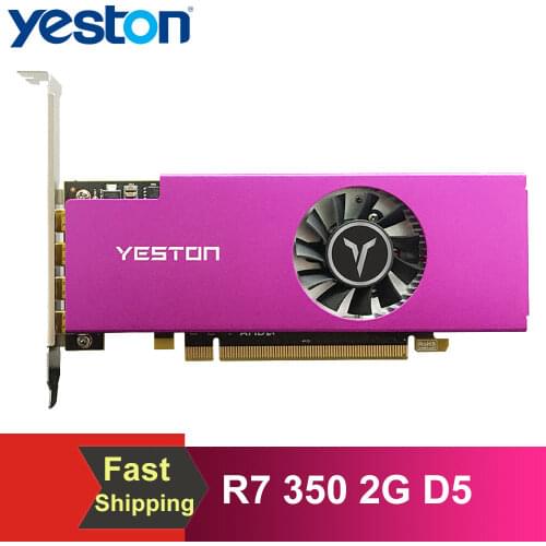 Yeston R7 350 2G D5 4MINIDP 4-screen Graphics Card Support Split Screen 750/4000MHz 2G/128bit/GDDR5 with 4 Mini DP Ports