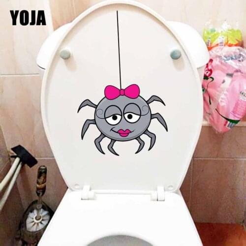 YOJA 14.3x23.2CM Beatiful Cartoon Spider Toilet Decal Living Room Home Decor Wall Sticker T5-1303
