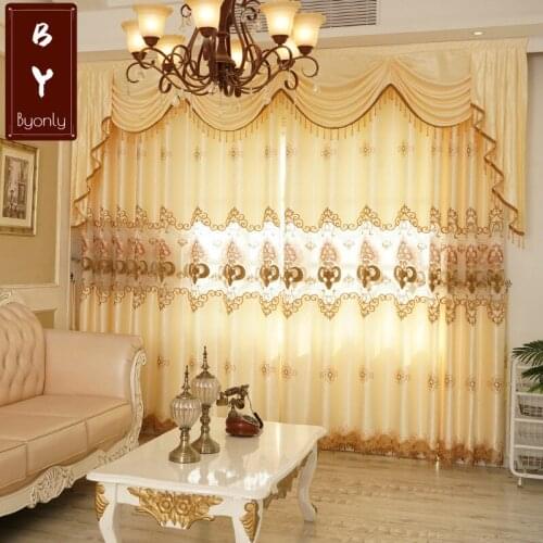 European Hollow Water Solution Embroidery Shade Curtains for Living Dining Room Bedroom