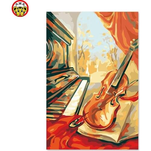 Painting by numbers art paint by number Digital painting self portrait painted color handmade gift decorative piano violin guita