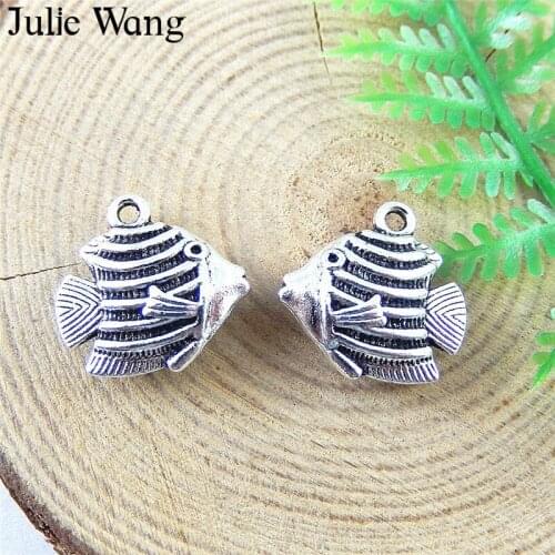 Julie Wang 10pcs Alloy Tropical Fish Charms Antique Color Necklace Pendants Earrings Findings Jewelry Making Accessory