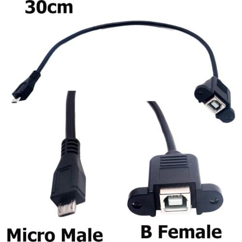 10pcs USB 2.0 B Female Socket Printer Panel Mount To Micro USB 5 Pin Male Cable 1FT