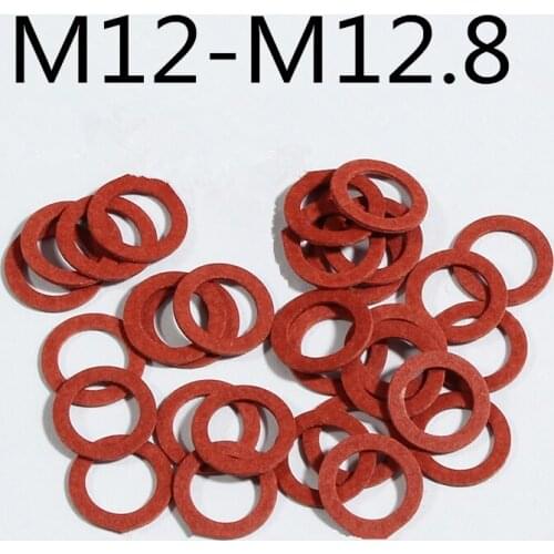 100pcs Steel Flat Pad Insulation Washers Red Paper gasket M12-M12.8 insulation washer Thickness 0.5/0.7/0.8mm