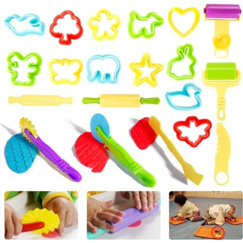 20 Pcs Play Dough Tools Kit DIY Plasticine Mold Modeling Clay Accessories Plastic Set Cutters Moulds Toys for Children Kids Gift