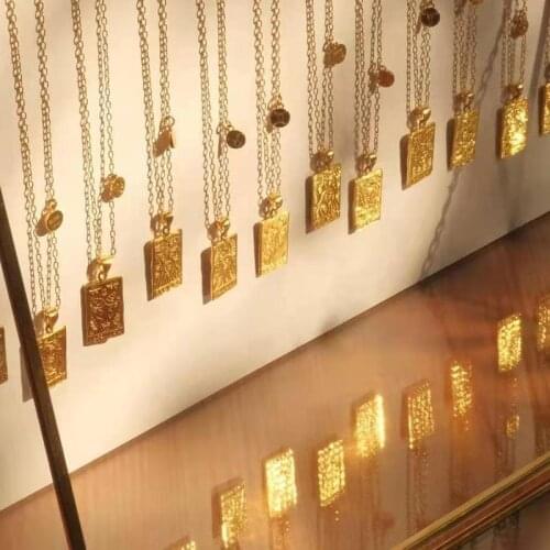 2021 Fashion 12 Constellation Necklaces For Women Men Gold Color Chain Zodiac Sign Round Pendant Necklace Couple Trend Jewelry