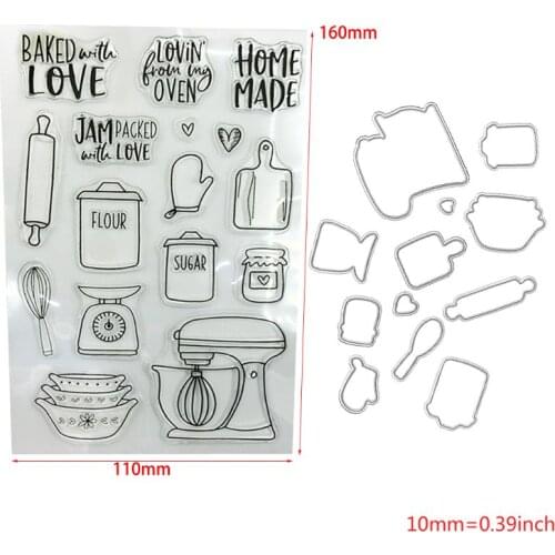 2021 New Kitchen ware Clear Stamps Seal+Cutting Dies Stencil Set DIY Scrapbooking