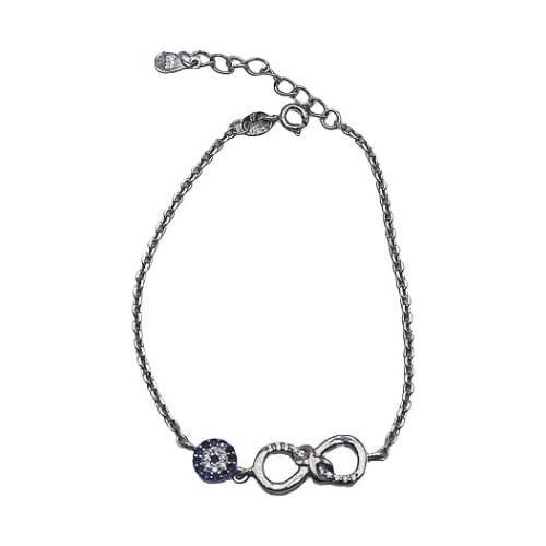 925 silver Infinity bracelet with rhodium Turkish eye and blue zircon brand OSNOR