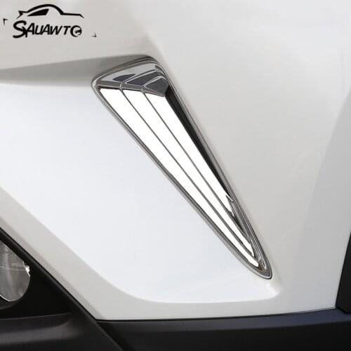 ABS Chrome Car Front Bumper Guard Corner Strip Cover Trim Stickers For Toyota C-HR CHR C HR 2016 2017 2018 2019 Car Styling