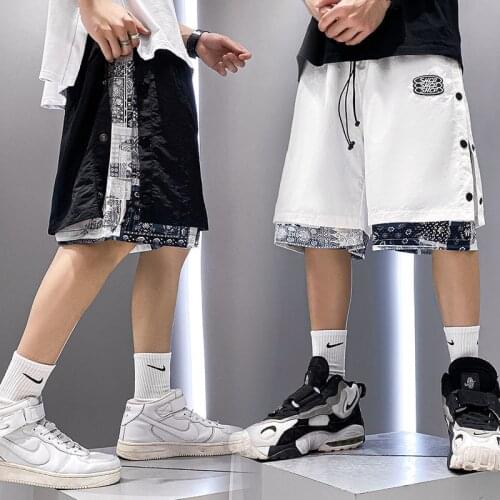 Bandana Paisley Special Splice Shorts Mens Summer Wear Plus Size Fashion Hiphop Loose Casual Button Pants Skateboard Lover Boys