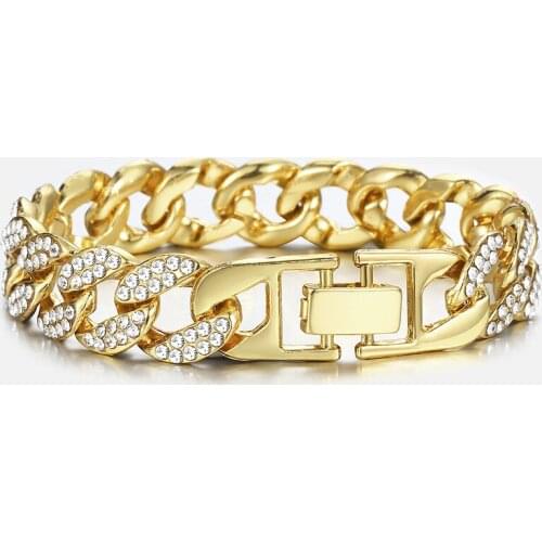 Bracelet For Men Gold Chain Bracelet Male Jewelry Accessories Gifts Dropshipping 13.5/14/15mm HGB453