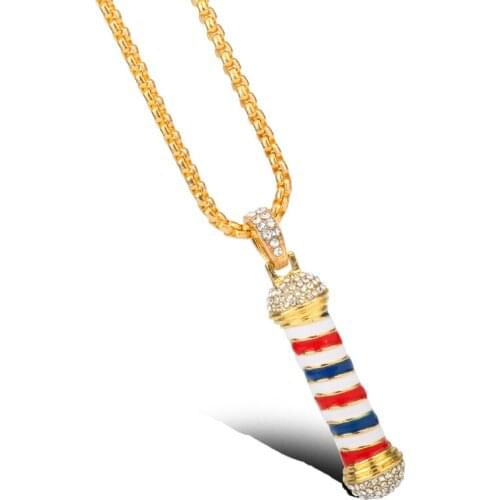 Dongsheng Barber Shop 3D Pendant Keychain Hair Salon Barber Pole Dog Tog Necklace Cufflinks Hair Stylist Hairdresser Jewelry