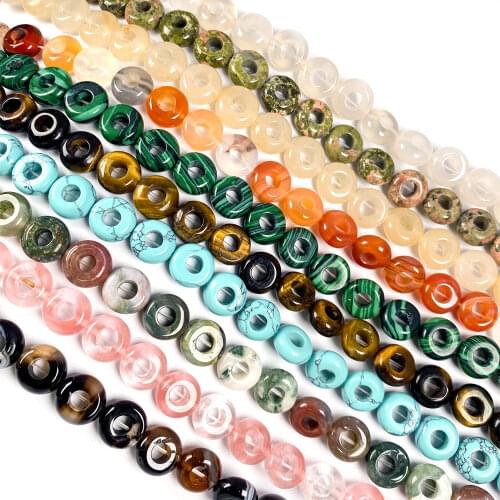 Natural Stone Agates Beads Small Circle Shape Loose Spacer Beads for Jewelry Making Necklace DIY Bracelet Accessories 5x10x4mm