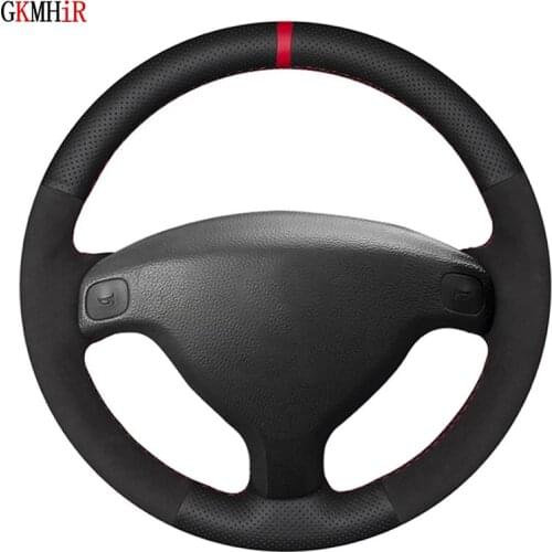 Black Genuine Leather Suede Car Steering Wheel Cover For Vauxhall Astra (G) 1998-2004 Agila (A) 2000-2004 Zafira (A) 1999-2005