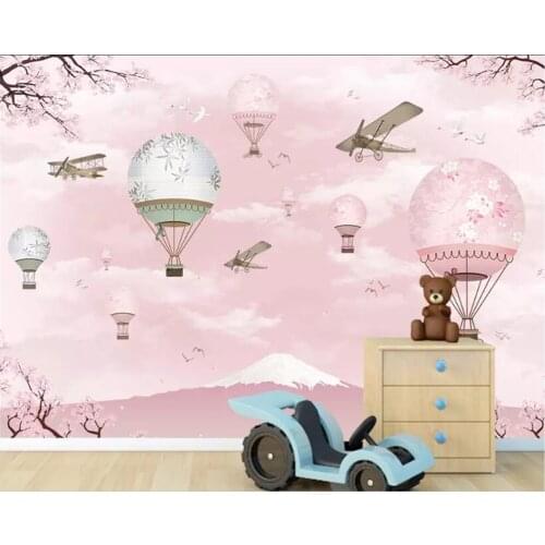 Beibehang Custom photo wallpaper cartoon hand painted aircraft hot air balloon mural Children room sofa background 3D wallpaper