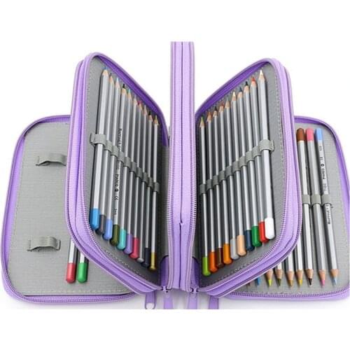 Slots Pencil Case Handy 4 Layers Zipper Colored Pen Holder Bag Large Capacity 72 Slots for Makeup Brush Stationery Hot