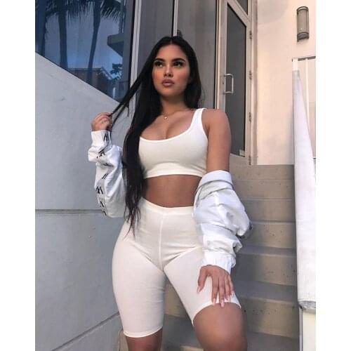 Two Piece Set Outfits Crop Tops and Biker Shorts Set Summer Matching Yoga sets Gym Fitness Sportwear Summer Clothes for Women