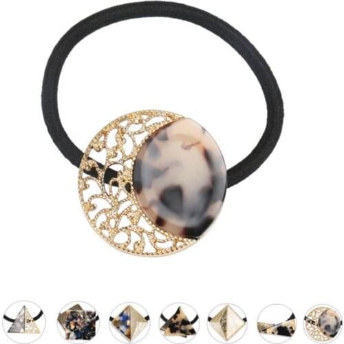 Metal Round Elastic Hair Rope - Classic Hair Ties for Women Lady Hair Accessory Ornament for Ponytail Holders New Tiara Daily