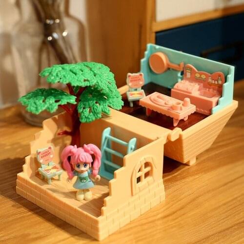 Doll House Miniature DIY DollHouse Kit With Little Doll Furniture Toys Accessories Forest Villa Home For Childern Christmas Gift